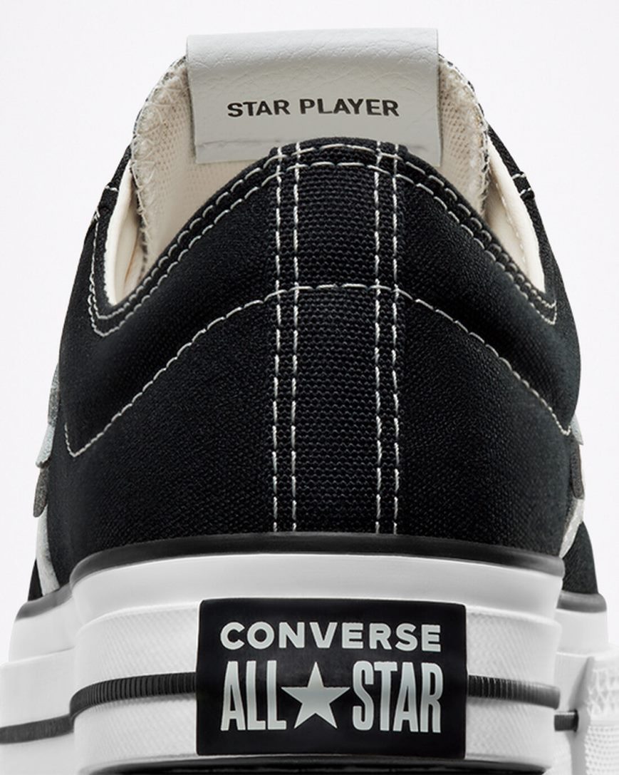 Zapatillas Bajas Converse Star Player 76 Hombre Negras Blancas Negras | PE 5WL427